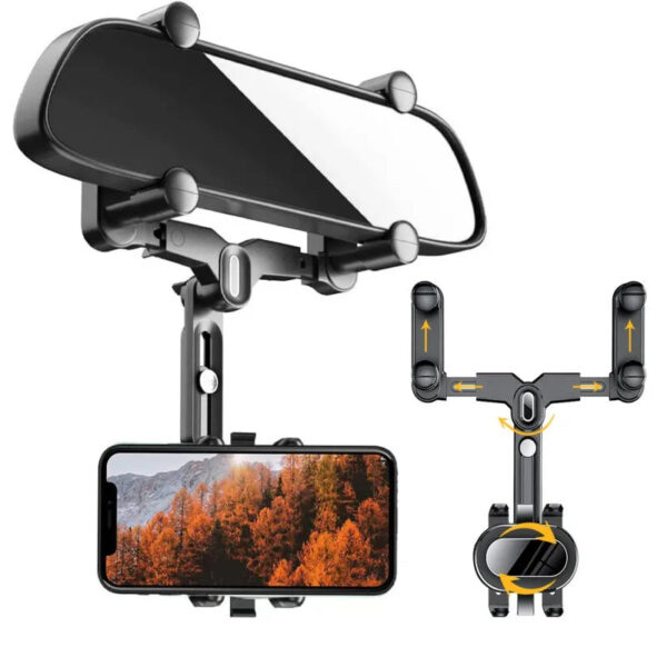 360° Car Rearview Mirror Phone Holder - Compatible with Phones and GPS - Image 5