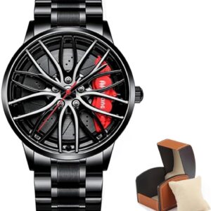 Men's Creative 3D Car Wheel Rotating Wrist Watch